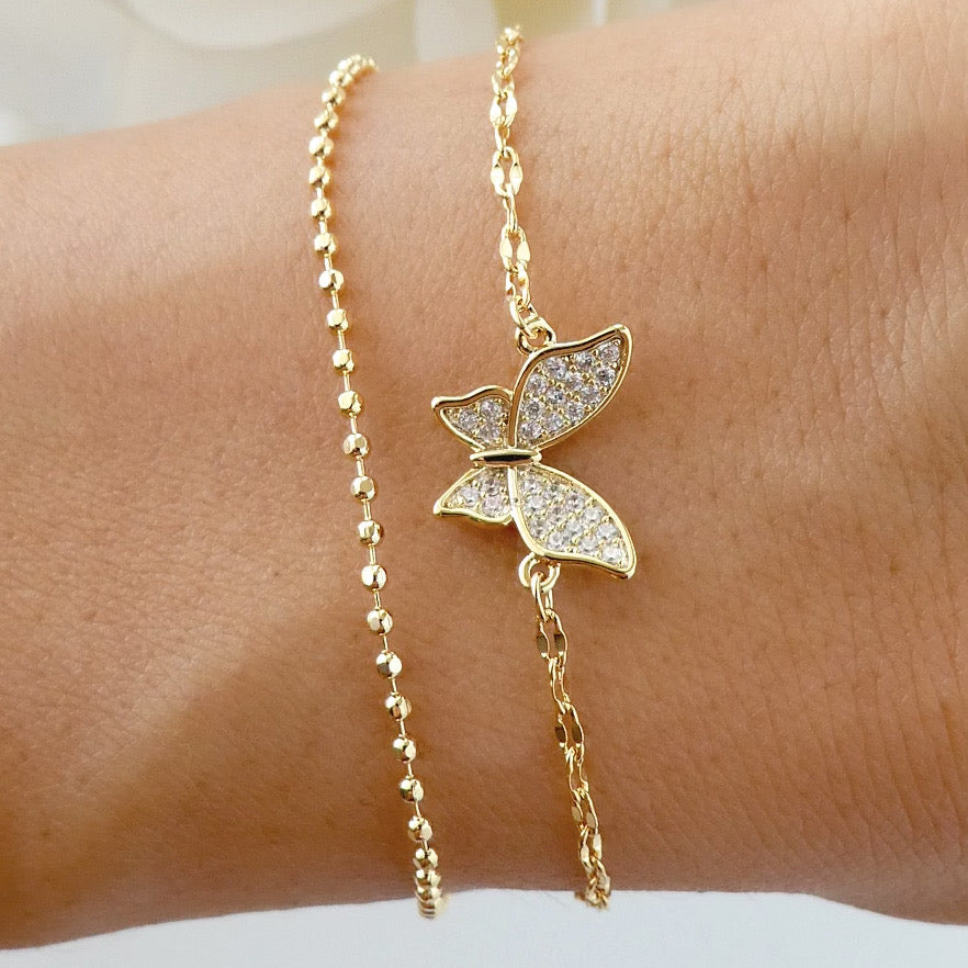 Dainty Crystal Butterfly Bracelet