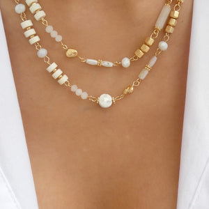 Amber Bead Necklace (White)