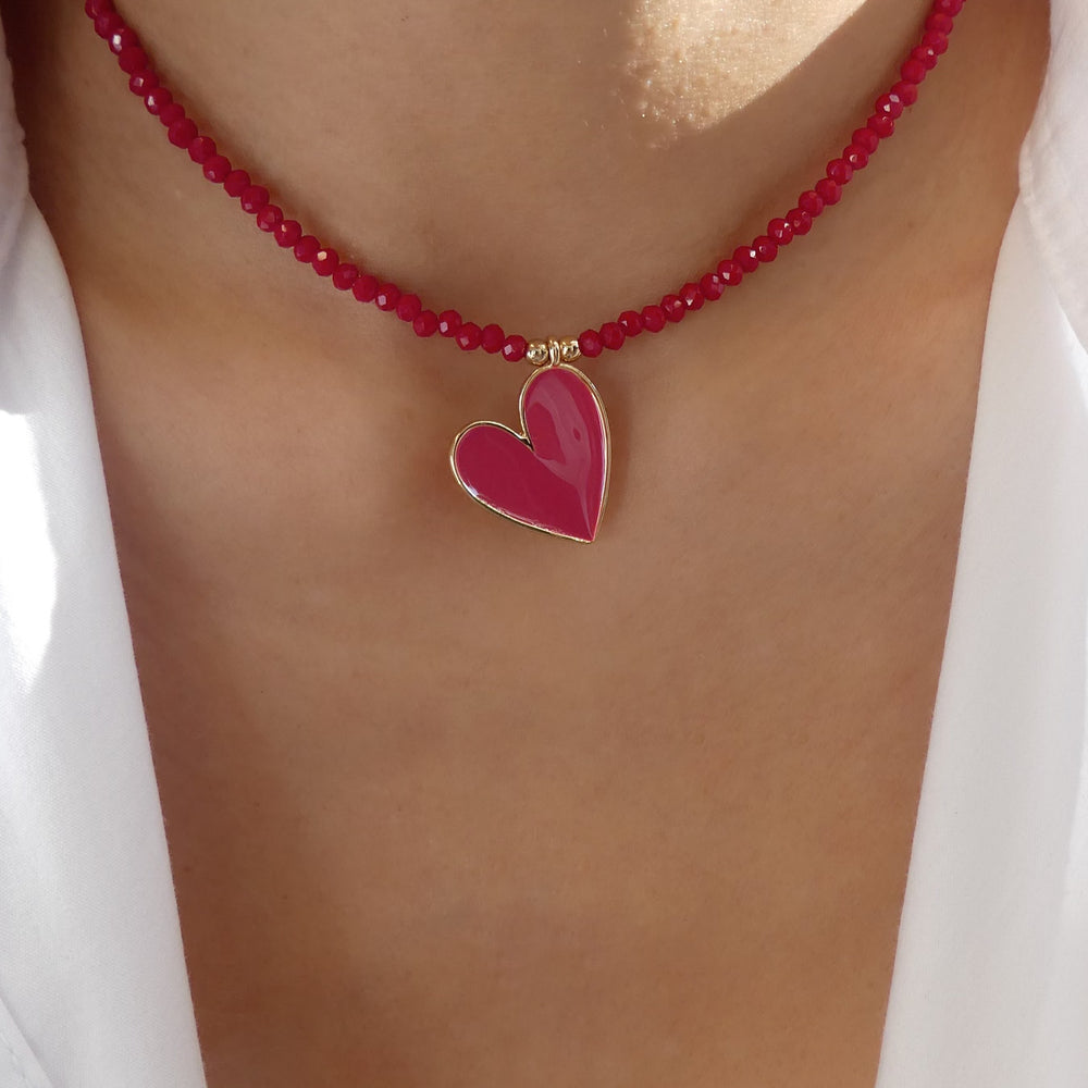 Melanie Heart Necklace (Red)