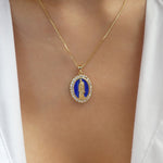 Mary Coin Pendant Necklace (Blue)