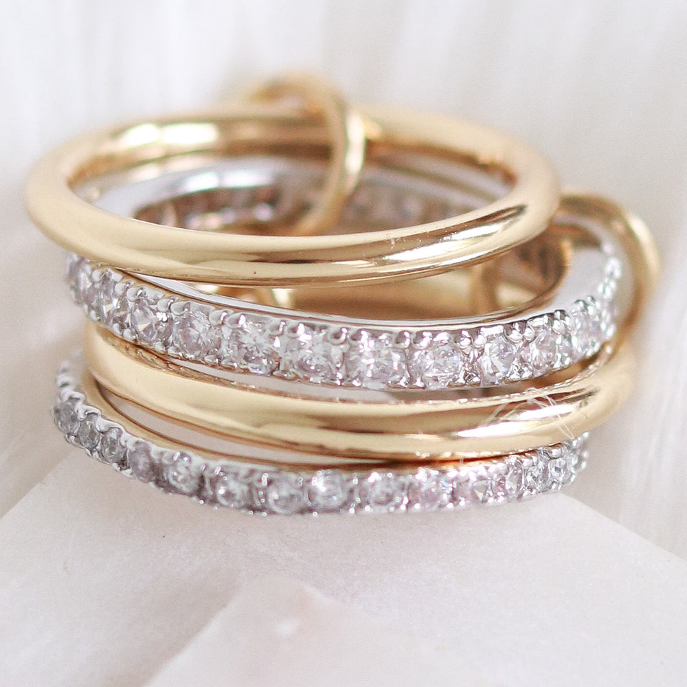 Crystal Layer Ring (Silver/Gold)