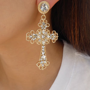 Crystal Solana Cross Earrings