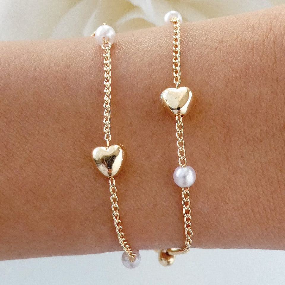 Candice Heart & Pearl Bracelet