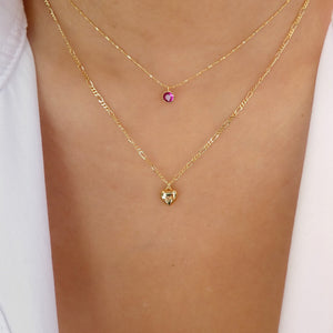 Mini Heart & Crystal Necklace Set (Pink)