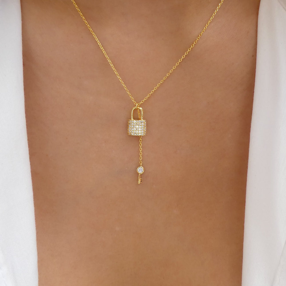 Crystal Lock & Key Necklace