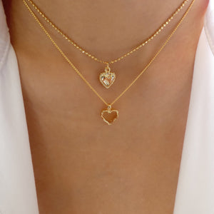 Double Heart Layer Necklace Set