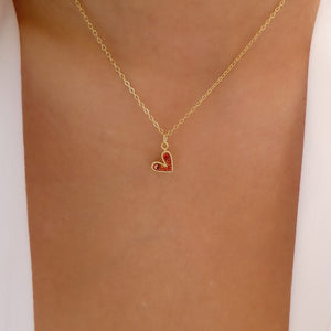 Mini Crystal Heart Necklace (Orange)