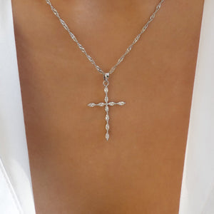 Crystal Ronan Cross Necklace (Silver)