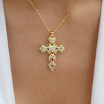 Crystal Heart Cross Necklace