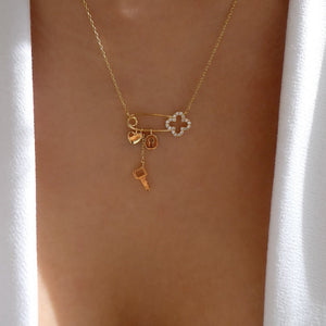 14K Clover Pin Necklace