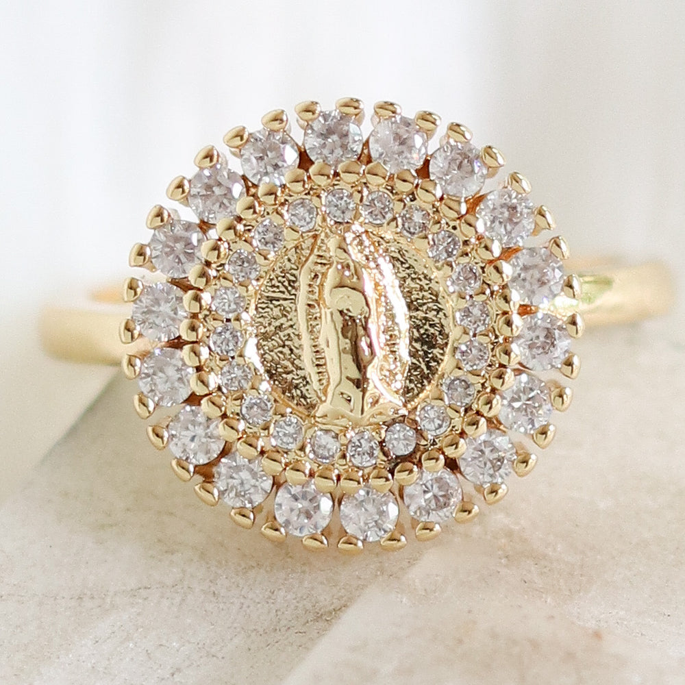 Crystal Mary Coin Ring