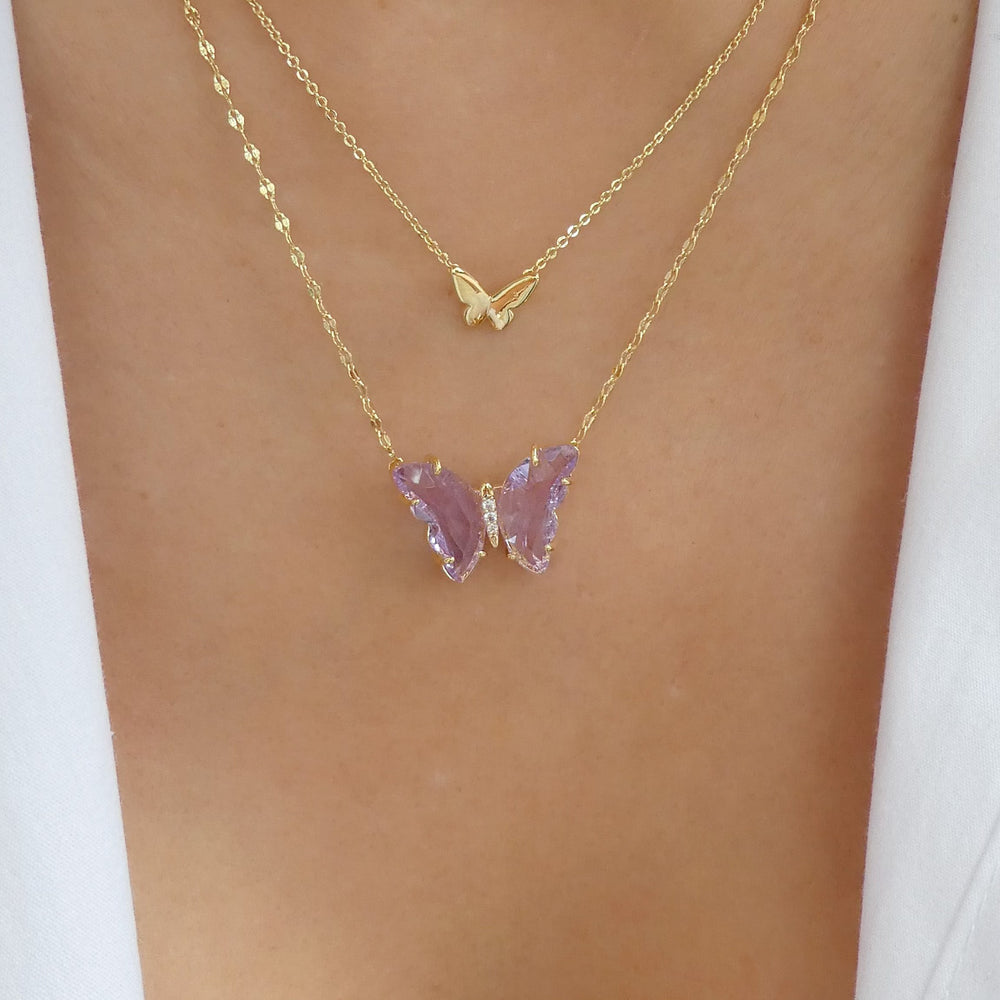 Dylan Butterfly Necklace (Purple)