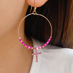 Archie Cross Earrings (Pink)