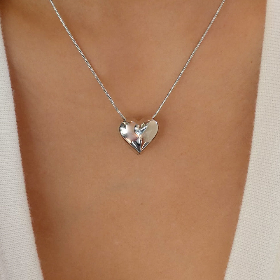 Brooklyn Heart Necklace (Silver)