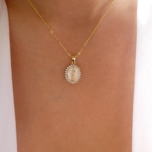 Iridescent Mary Necklace (White)