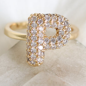 Crystal Letter Ring (P)