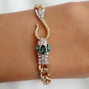Emerald Snake & Chain Bracelet