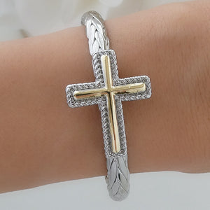 Silver & Gold Chic Cross Cuff – Love Stylize