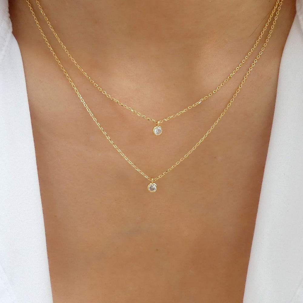 18K Double Crystal Necklace