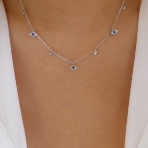 Mini Crystal Eye Necklace (Silver)