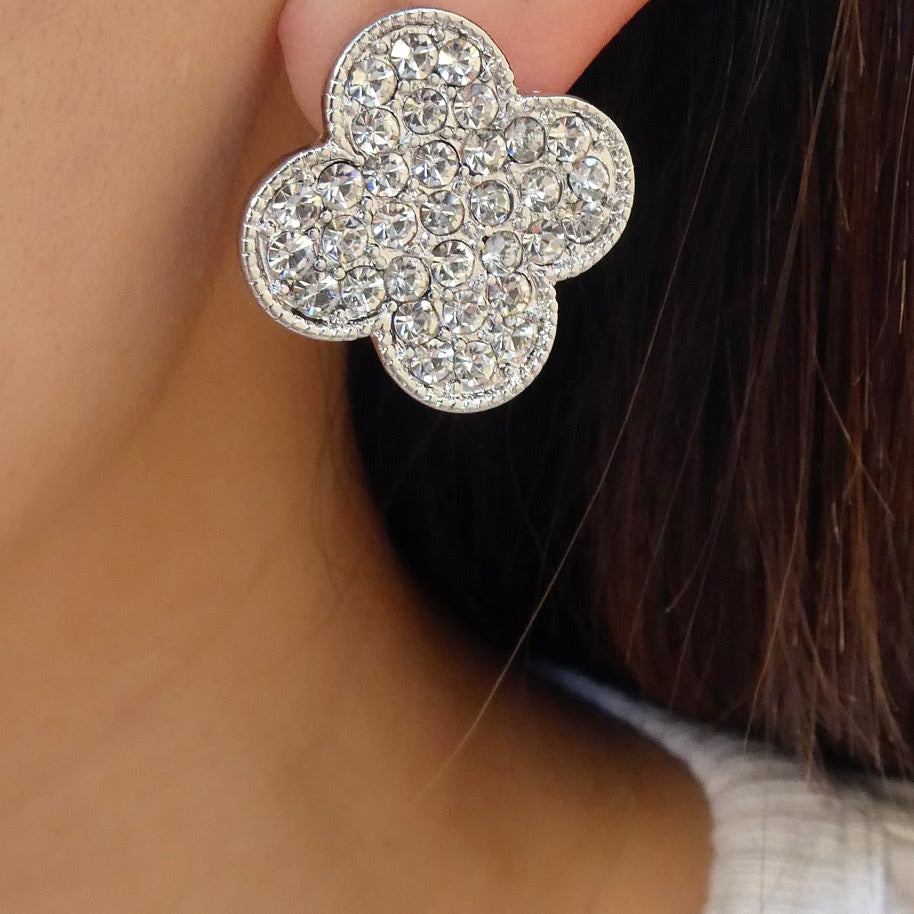 Crystal Marcy Steffy Earrings (Silver)