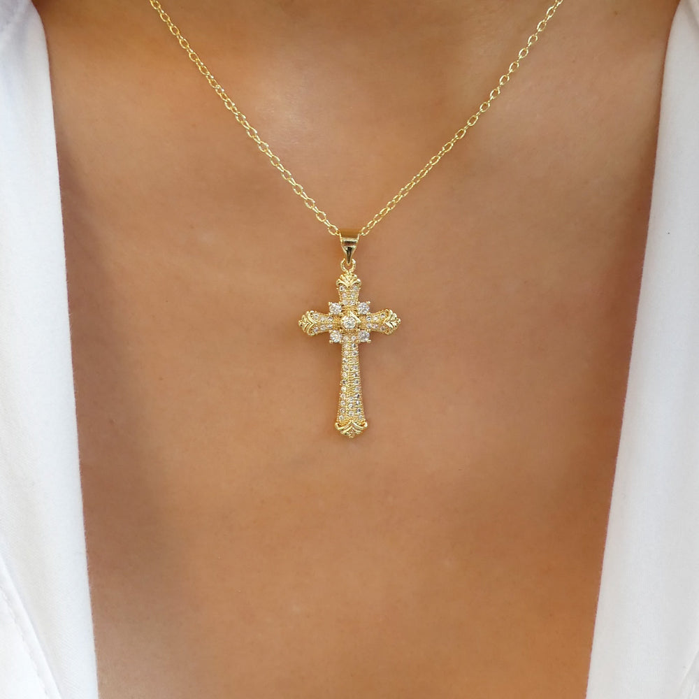 Cherie Crystal Cross Necklace