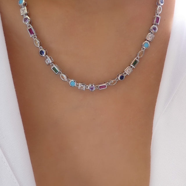 Crystal Rainbow Necklace (Silver)