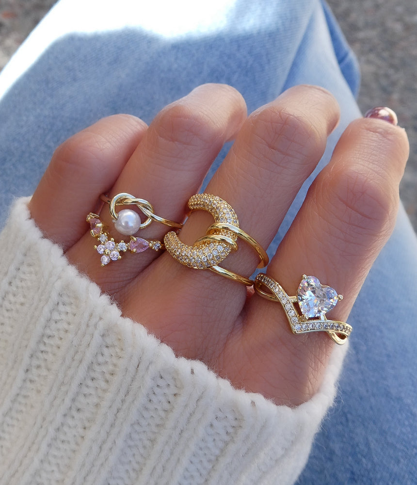 Crystal Ziva Heart Ring