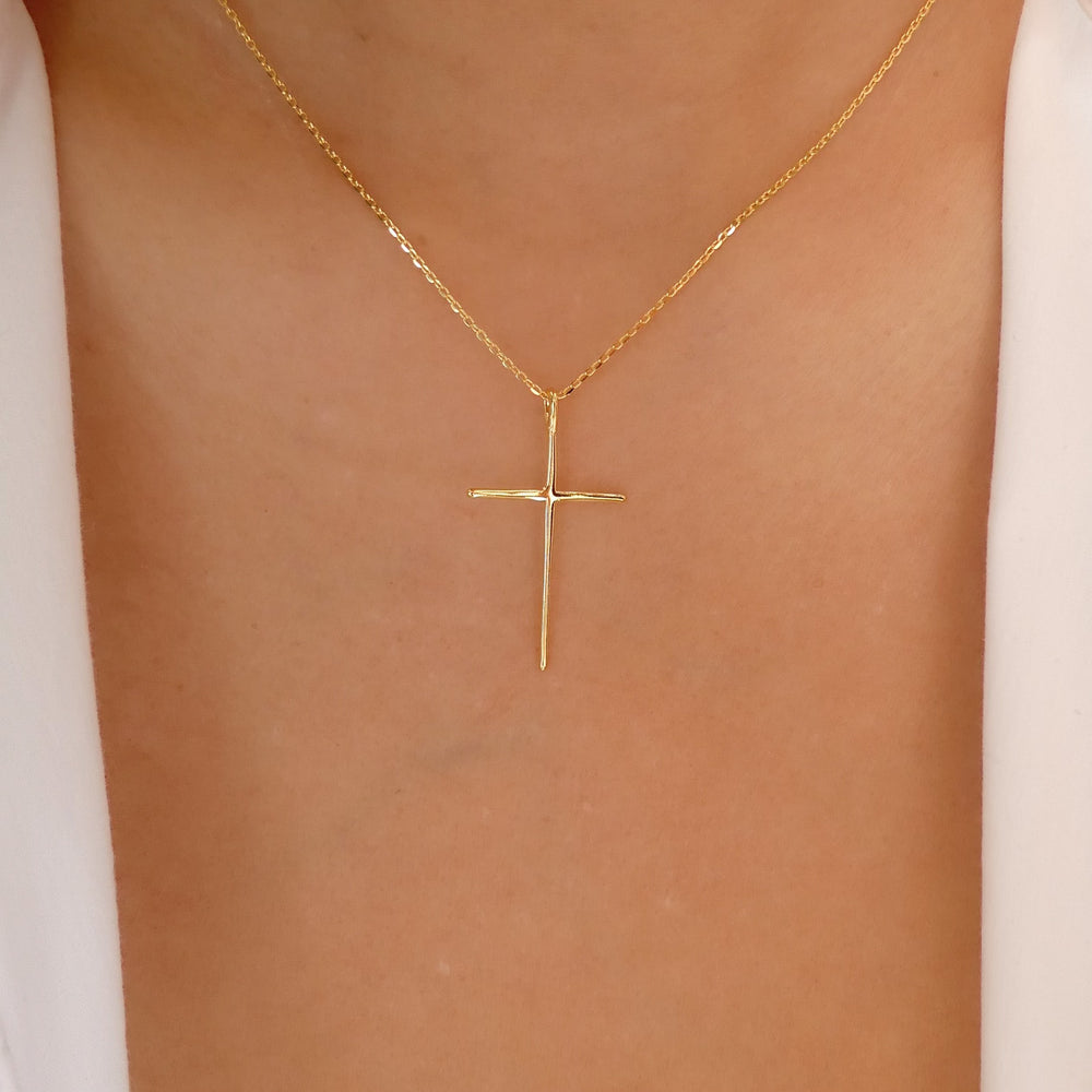 18K Simple Cross Necklace