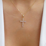 Crystal Sienna Cross Necklace (Pink)