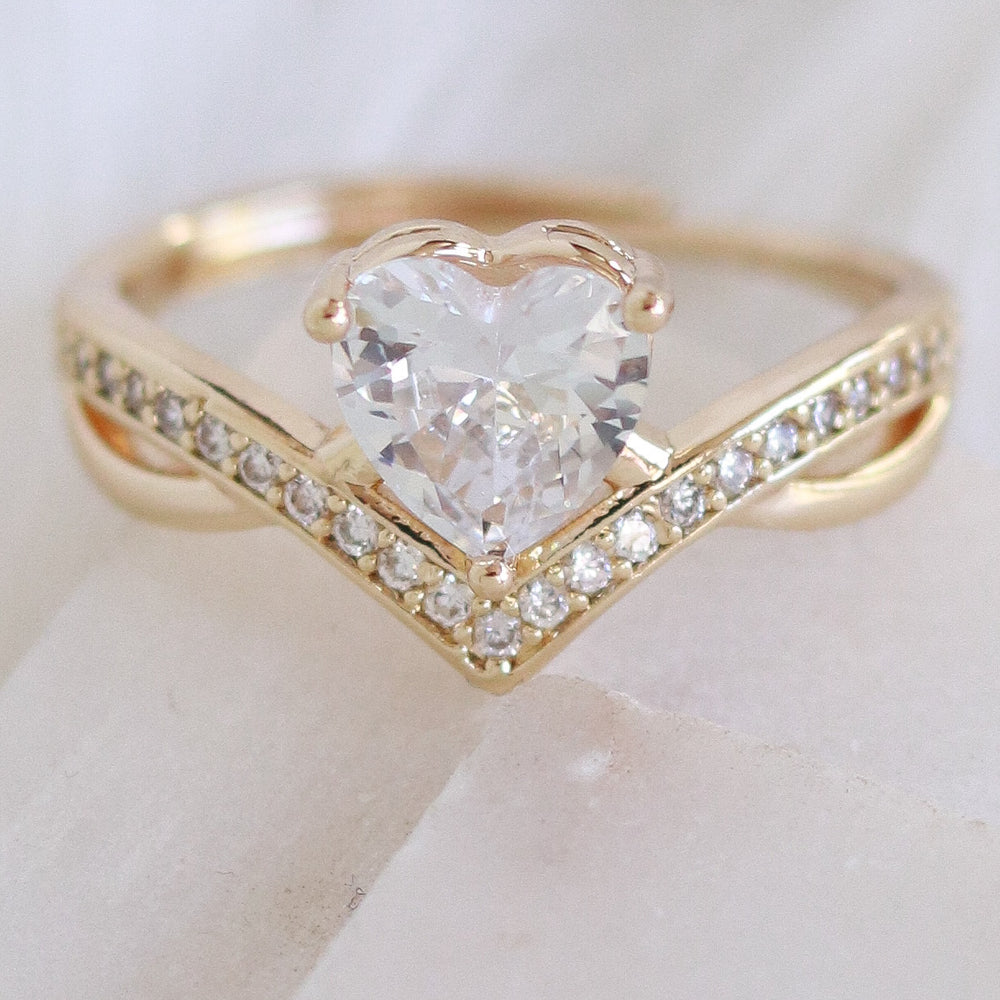 Crystal Ziva Heart Ring