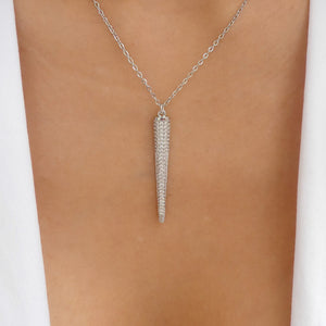 Crystal Tammy Drop Necklace (Silver)