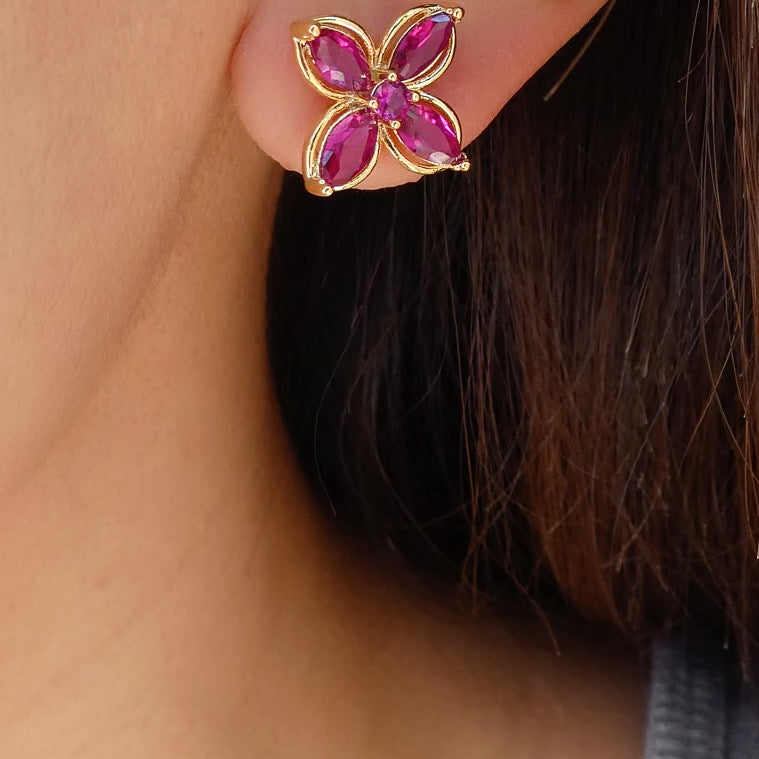 Phillip Flower Earrrings (Pink)