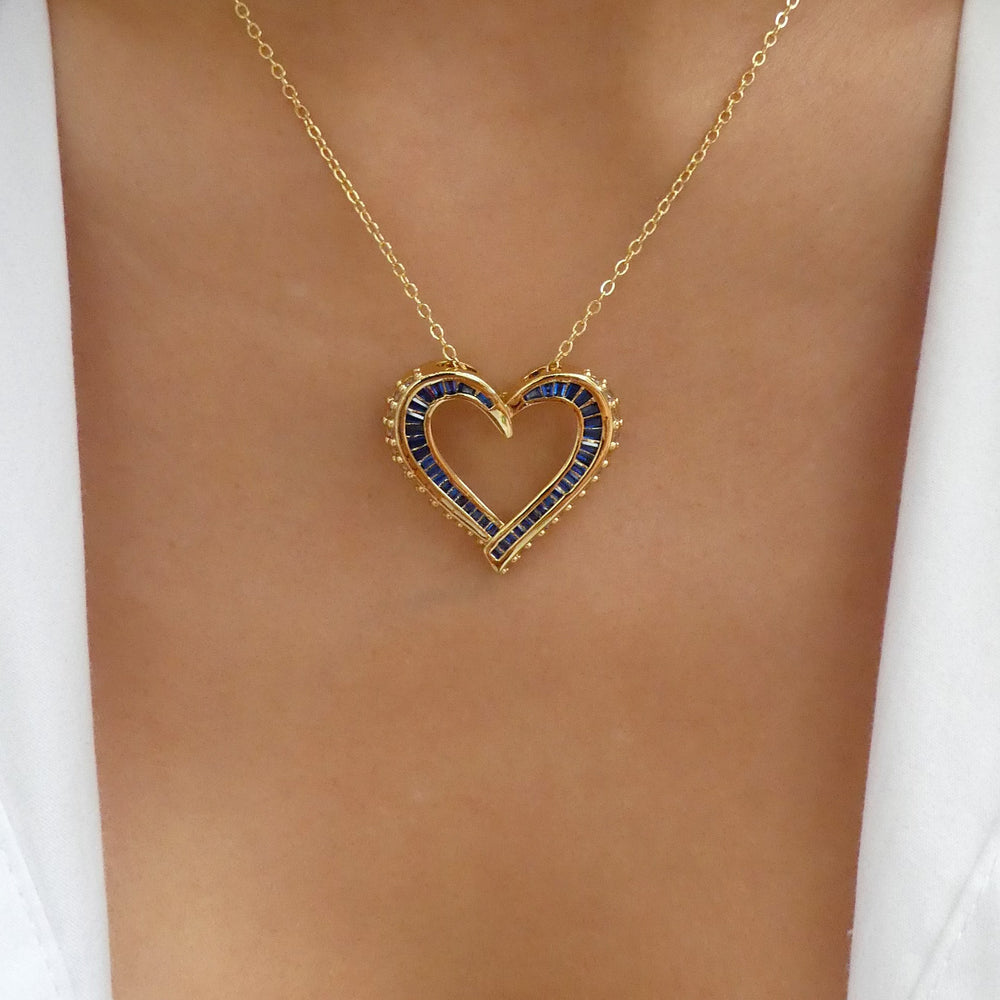 Crystal Betty Heart Necklace (Blue)