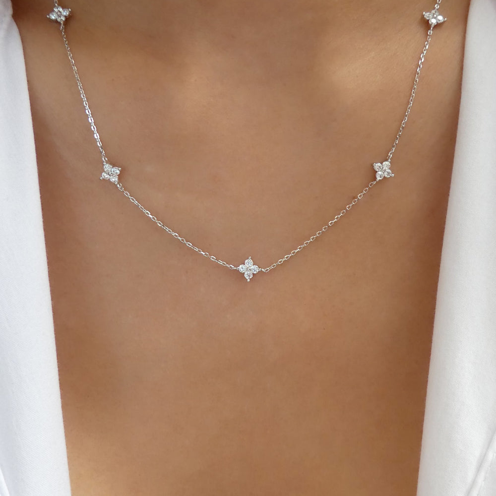 Mini Crystal Steffy Necklace (Silver)