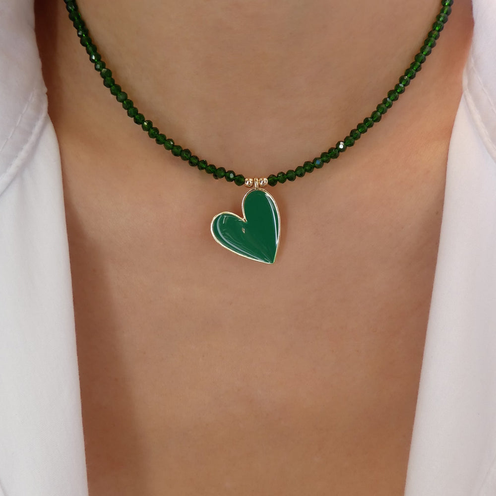 Melanie Heart Necklace (Green)