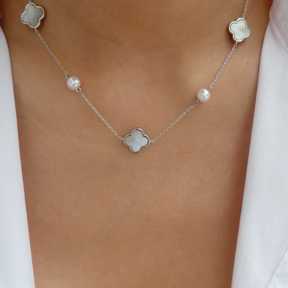 Elsie Steffy Pearl Necklace (Silver)