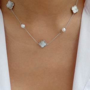 Elsie Steffy Pearl Necklace (Silver)