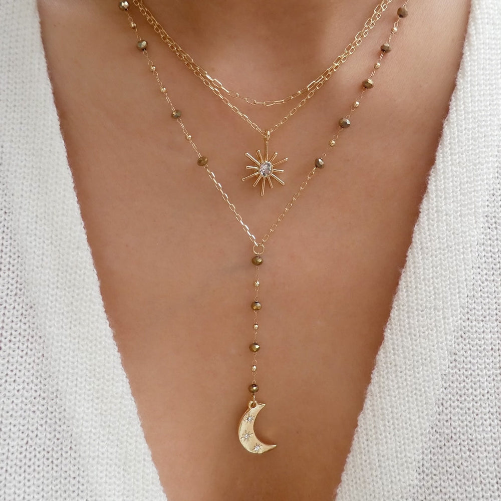 Moon & Bead Drop Necklace