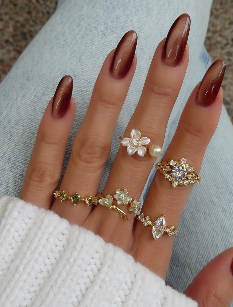 Flower & Pearl Ring (Silver)