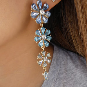 Flower Drop Earrings (Blue)