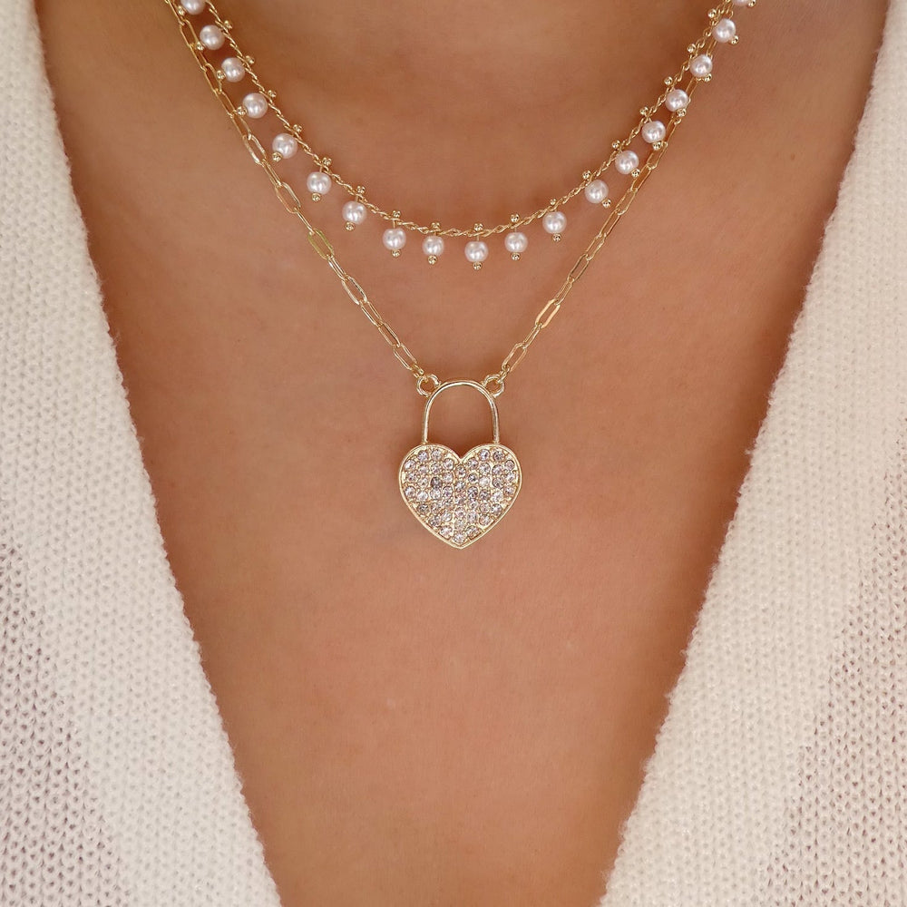 Riley Heart Pearl Necklace