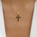 Crystal Paris Cross Necklace (Black)