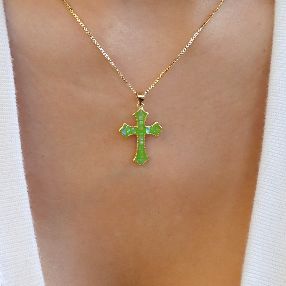 Savannah Cross Necklace (Green)