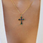 Savannah Cross Necklace (Iridescent)