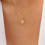 14K Crystal Sun Necklace