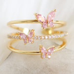 Crystal Jenna Butterfly Ring (Pink)
