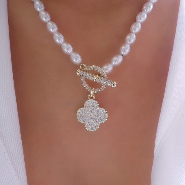 Crystal Steffy Pearl Necklace