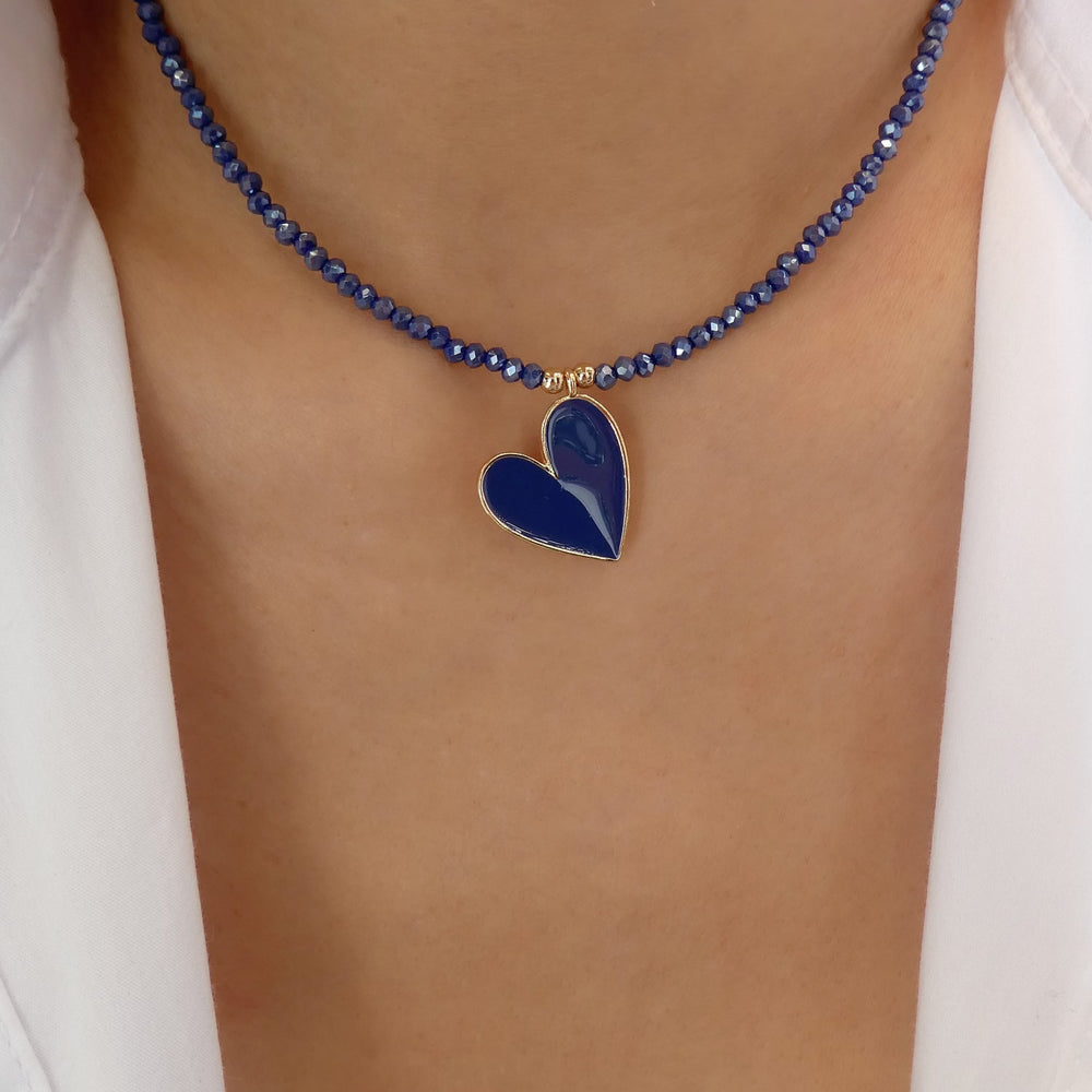 Melanie Heart Necklace (Blue)