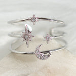 Crystal Moon & Star Ring (Silver)